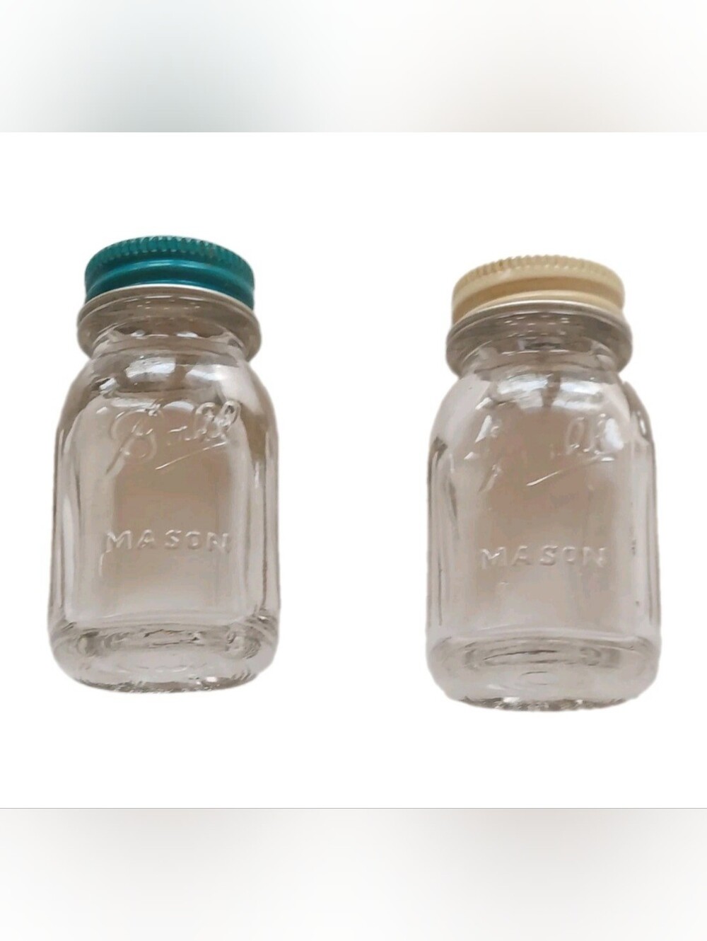 Vintage Mini Ball Mason Clear Glass Salt and Pepper Shakers - Country Accent